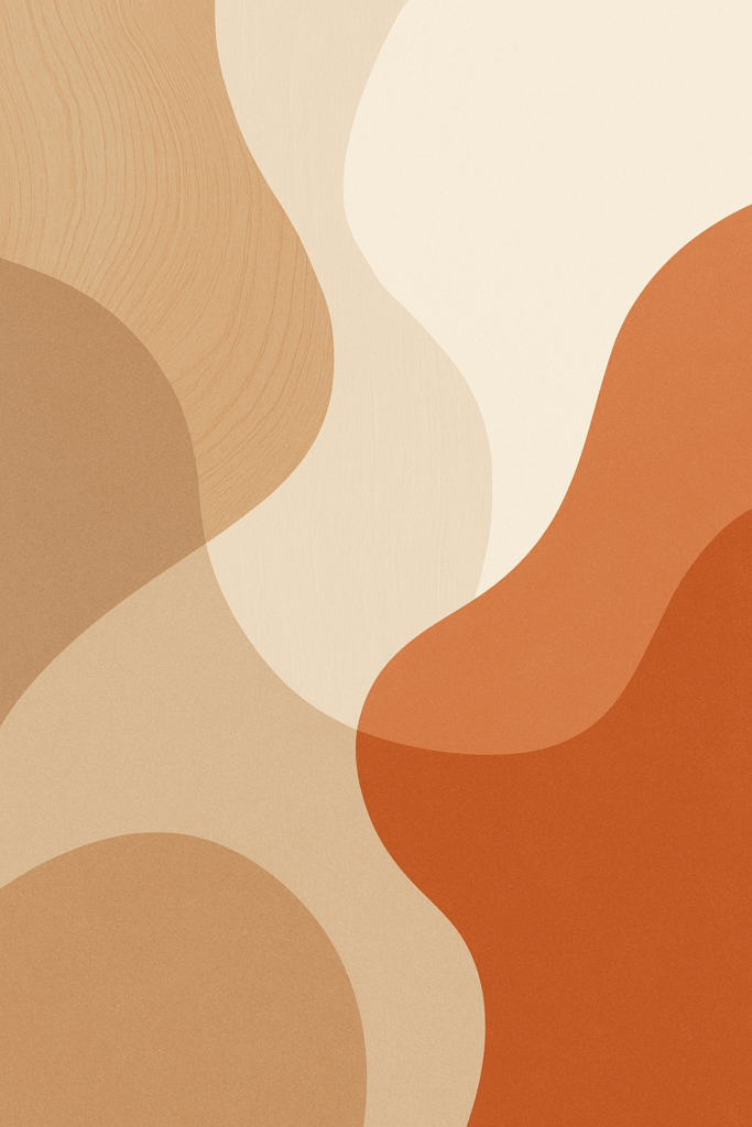 Abstract neutral-toned artwork representing cozy minimalism with natural textures