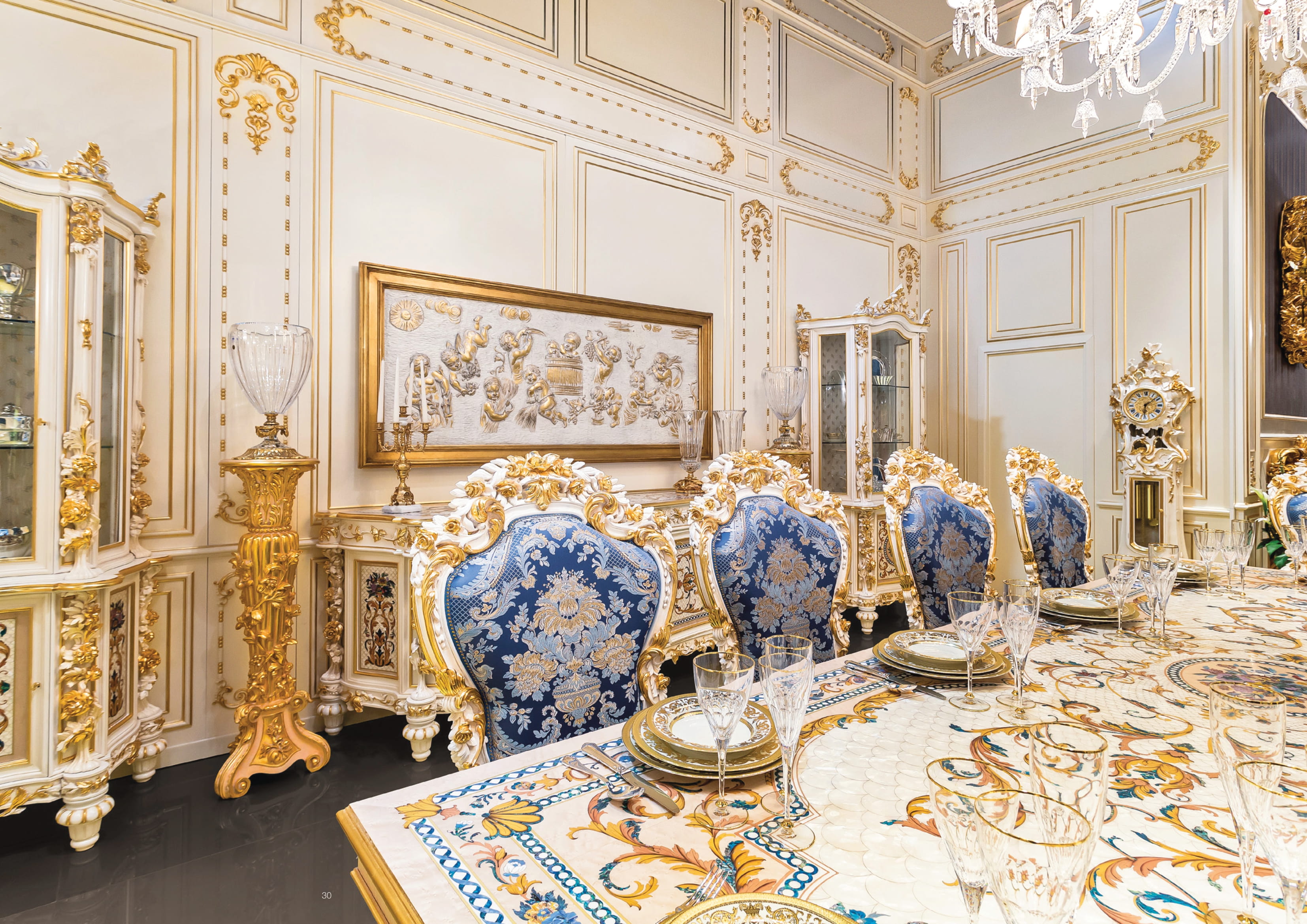 Classic console with gilded mirrors by Bazzi Interiors