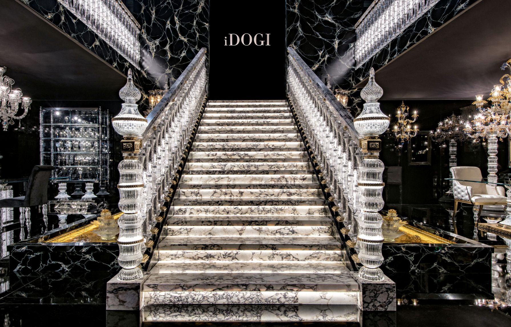 Luxury crystal marble staircase