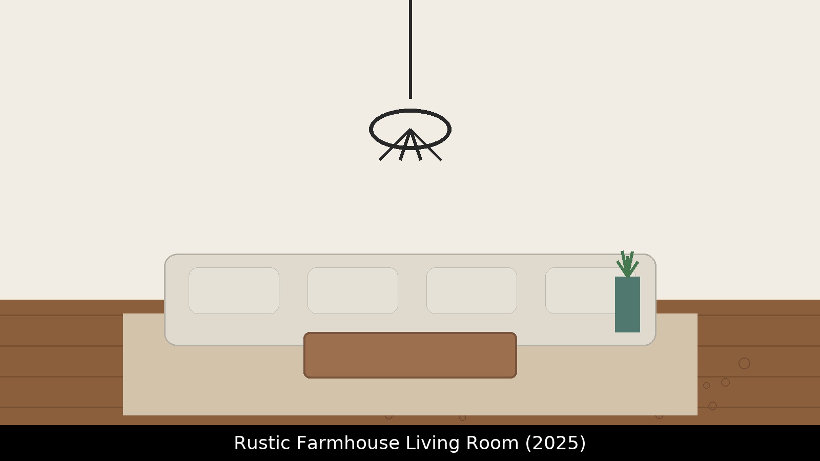 Rustic farmhouse living room with linen sofa, reclaimed wood coffee table, and iron chandelier (2025)