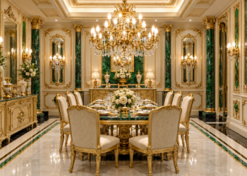 Emerald Green, Ivory and Gold Interior Design Ideas